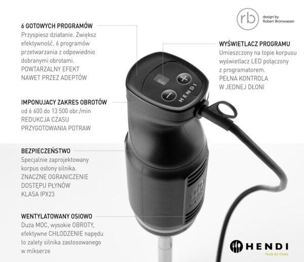 Botmixer HENDI BLEND, HENDI, designed by Robert Bronwasser, 230V/250W, ⌀71x(H)450mm