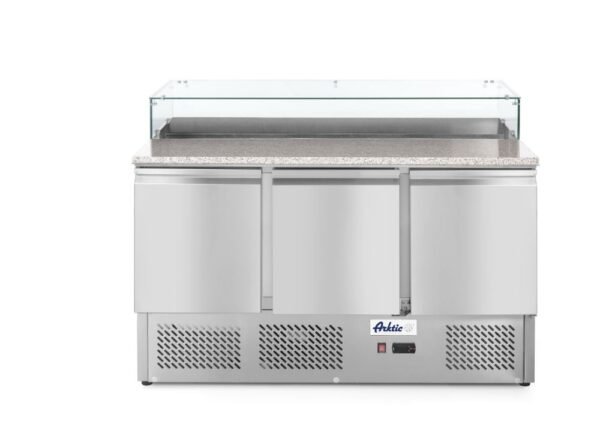 Háromajtós pizza munkaasztal 380L, Arktic, 254L, 230V/310W, 700x1365x(H)1120mm