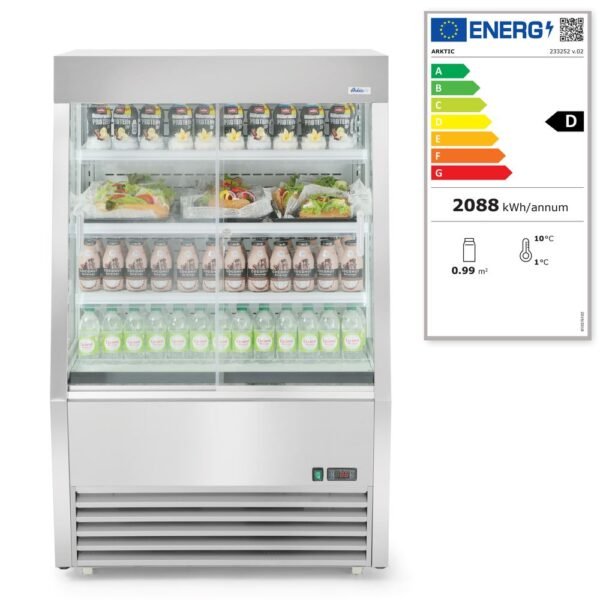 Elől nyitott, többszintes bemutató vitrin 320L, Arktic, 230V/1300W, 920x847x(H)1465mm