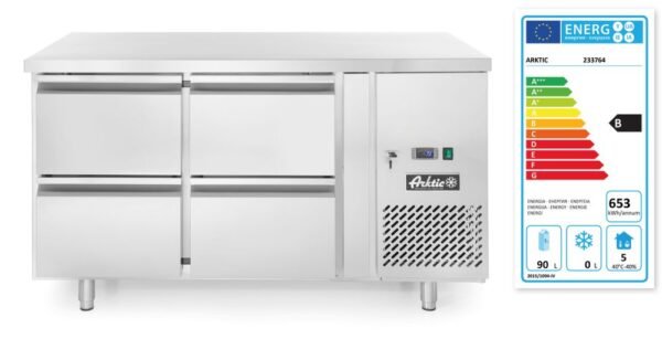Hűtött pult, 4 fiók, Arktic, Profi Line, 90L, 230V/250W, 700x1360x(H)840mm