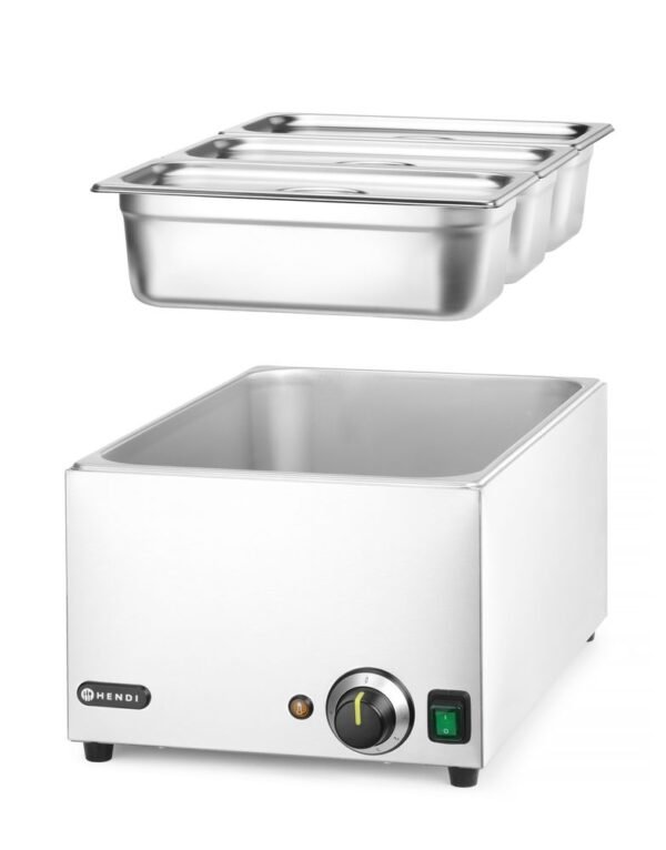Vízfürdős melegentartó Ranger edény szett + 3x GN 1/3 fedéllel, HENDI, GN (H)150mm, GN 1/1, 230V/1000W, 590x332x(H)242mm