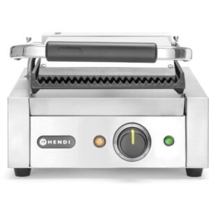 Kontakt grill - szimpla verzió, HENDI, Bordázott tetejű és aljú, 230V/1800W, 310x375x(H)216mm