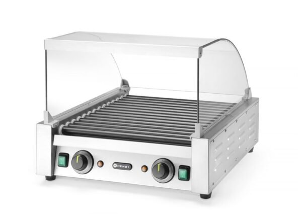 Üvegfedél a kolbász hengerrácsokhoz, HENDI, Kolbászsütő grill 9 (268605), 470x401x(H)250mm