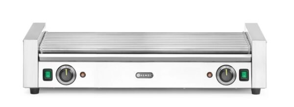 Kolbászsütő grill XL - 2 zóna, HENDI, 14 görgős, Ezüst, 230V/2000W, 732x590x(H)168mm, Téglalap alakú
