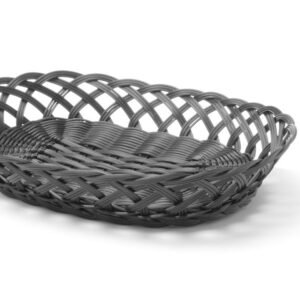 Fonott oldalú kosarak, HENDI, ovális, Fekete, 320x230x(H)55mm