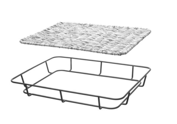Süteményes kosár rozsdamentes acél peremmel, HENDI, Fekete, 400x300x(H)50mm