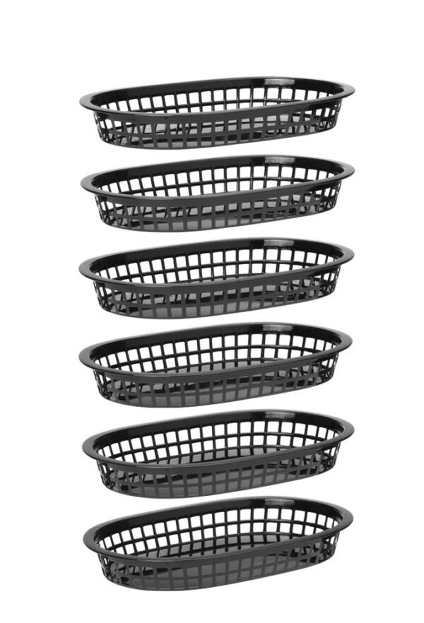 Tálaló kosarak fast food stílusban, HENDI, Fekete, 6 db., 272x175x(H)38mm