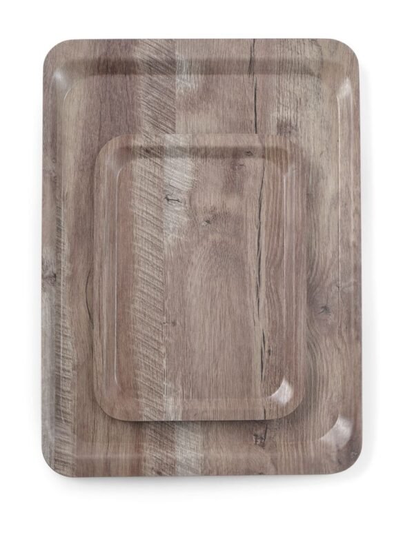 Melamin felszolgáló tálca fa mintázattal, AmerBox, Világos fa, 330x430mm