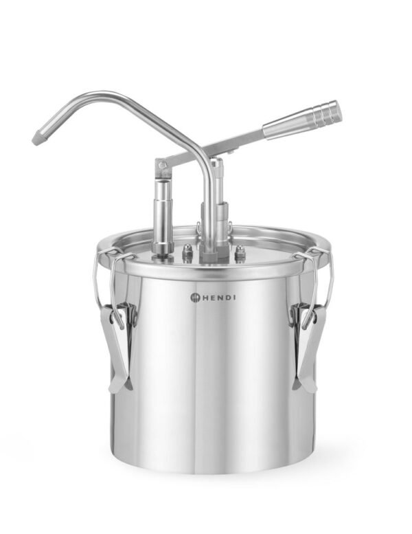 Rozsdamentes acél szósztartály adagolóval, HENDI, 4,5L, ⌀198x(H)360mm