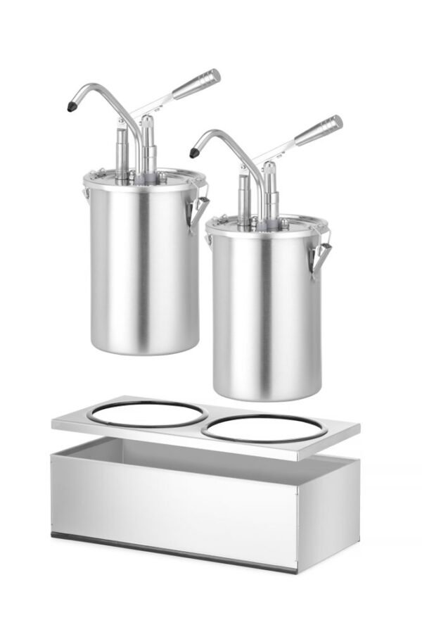 Készlet: 2 db rozsdamentes acél szósztartály adagolóval, HENDI, 9L, 500x235x(H)360mm