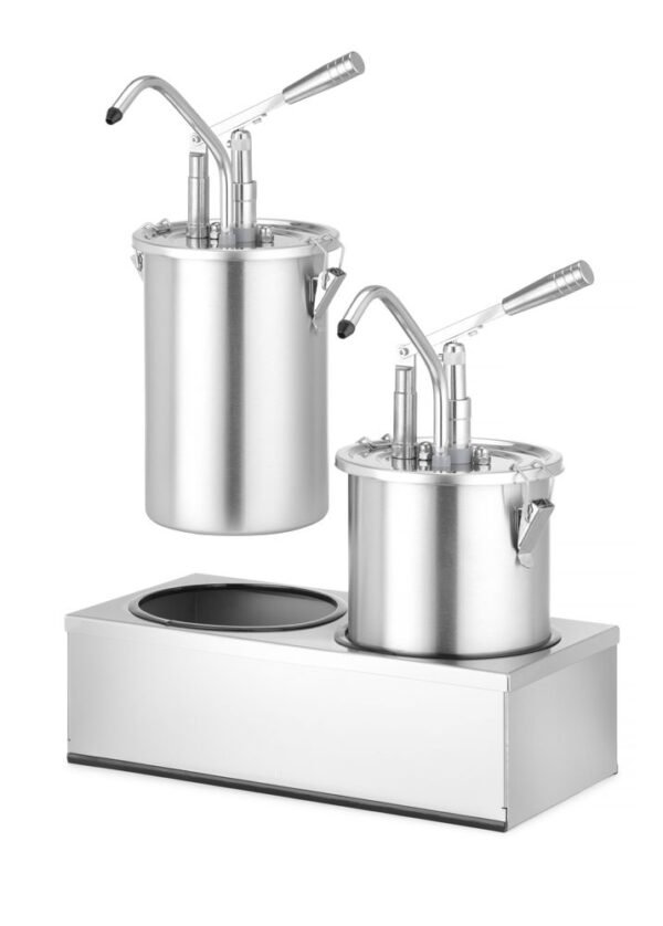 Készlet: 2 db rozsdamentes acél szósztartály adagolóval, HENDI, 9L, 500x235x(H)360mm