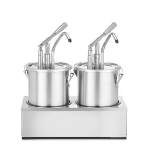 Készlet: 2 db rozsdamentes acél szósztartály adagolóval, HENDI, 9L, 500x235x(H)360mm