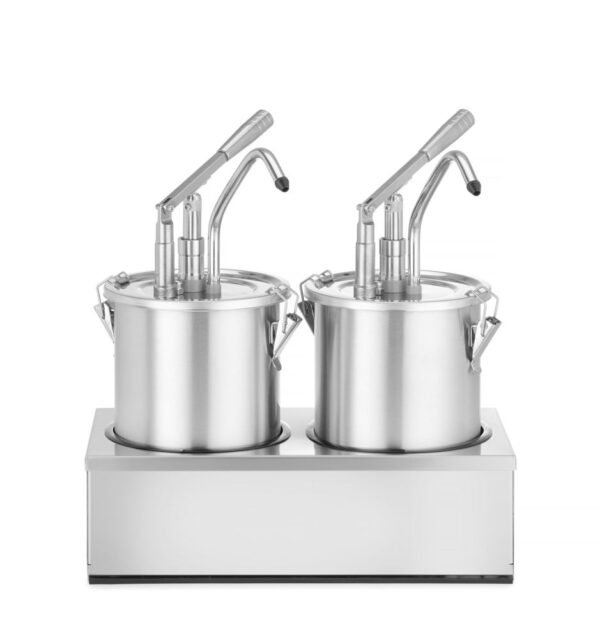 Készlet: 2 db rozsdamentes acél szósztartály adagolóval, HENDI, 9L, 500x235x(H)360mm
