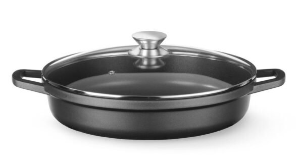 Öntött alumínium edény, tapadásmentes bevonattal, HENDI, 4,3L, Fekete, 425x332x(H)70mm