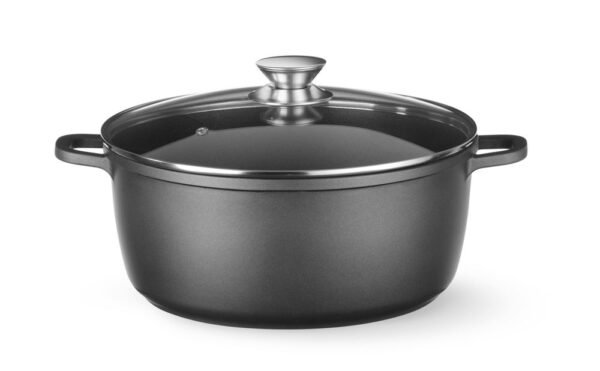 Öntött alumínium edény, tapadásmentes bevonattal, HENDI, 9L, Fekete, 405x332x(H)138mm