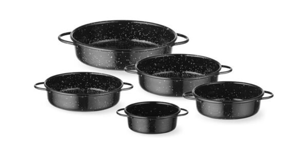 Casserole edény, zománcozott, HENDI, Fekete, ⌀100x(H)40mm, Kerek