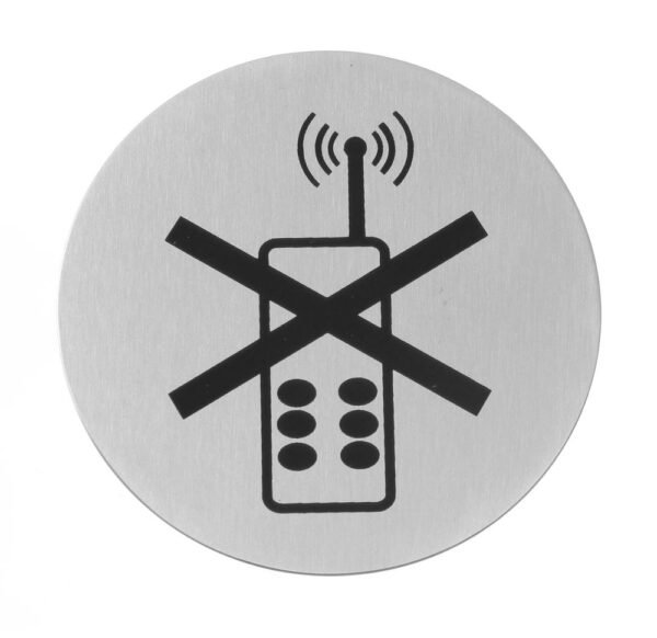 Ajtótábla, HENDI, mobiltelefon használata tilos, ⌀75mm