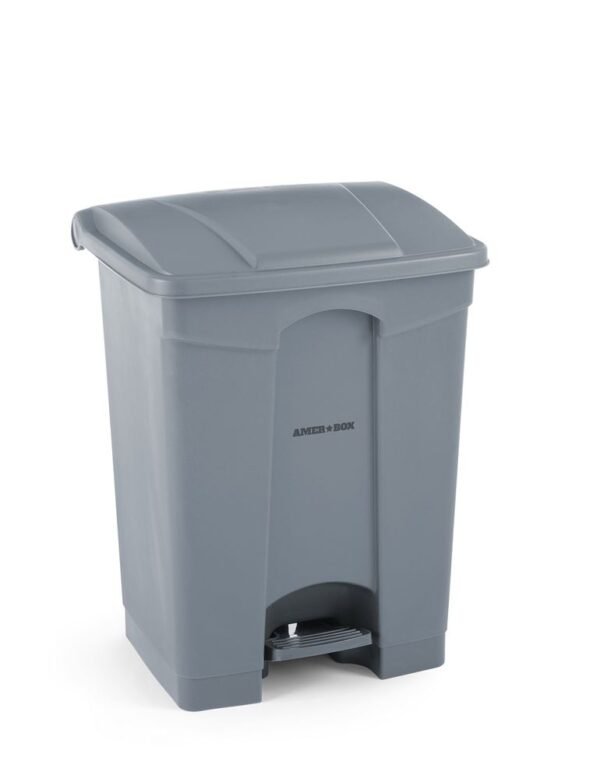 Pedálos hulladékgyűjtő tartály, AmerBox, 68L, Világos szürke, 490x410x(H)660mm