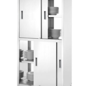 Tányértároló szekrény válaszfalakkal és tolóajtókkal – csavarozott, HENDI, Kitchen Line, 1000x600x(H)1800mm