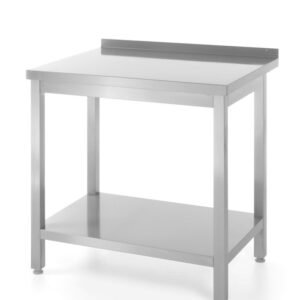 Fali asztal polccal – csavarozott, mélység: 600 mm, HENDI, Profi Line, 800x600x(H)850mm