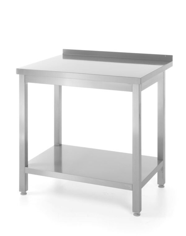 Fali asztal polccal – csavarozott, mélység: 600 mm, HENDI, Profi Line, 800x600x(H)850mm