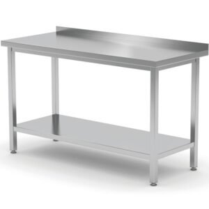 Fali asztal polccal – csavarozott, mélység: 600 mm, HENDI, Profi Line, 1000x600x(H)850mm