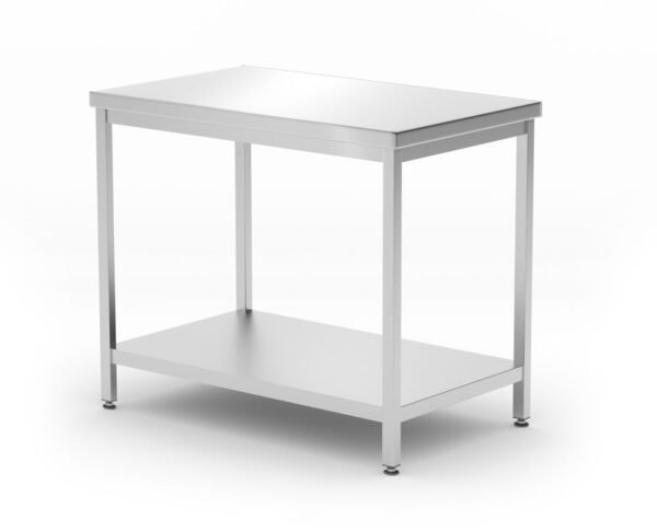 Központi asztal polccal – csavarozott, mélység: 600 mm, HENDI, Profi Line, 1400x600x(H)850mm