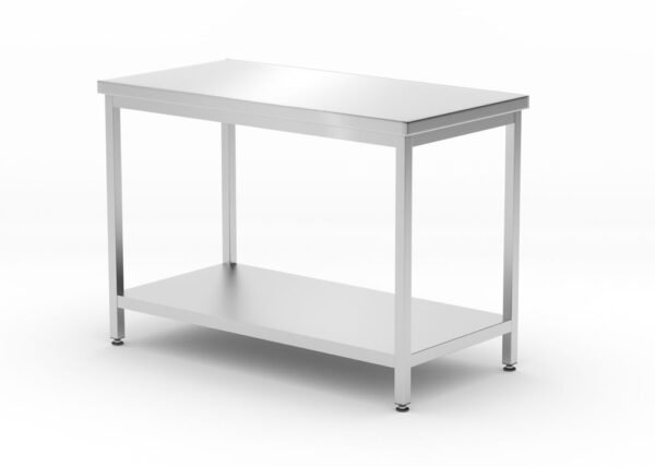 Központi asztal polccal – csavarozott, mélység: 600 mm, HENDI, Profi Line, 1200x600x(H)850mm