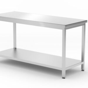 Központi asztal polccal – csavarozott, mélység: 600 mm, HENDI, Profi Line, 1600x600x(H)850mm