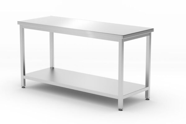 Központi asztal polccal – csavarozott, mélység: 600 mm, HENDI, Profi Line, 1600x600x(H)850mm