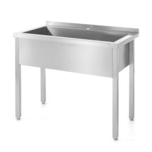 Asztal egymedencés mosogatóval – hegesztett kivitelben, HENDI, Profi Line, 800x600x(H)850mm