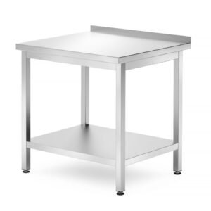 Fali asztal polccal – csavarozott, mélység: 700 mm, HENDI, Profi Line, 800x700x(H)850mm