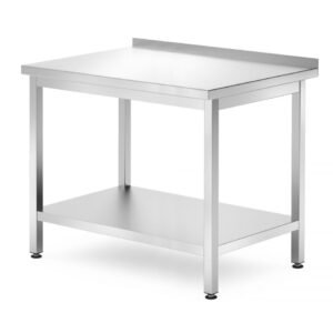 Fali asztal polccal – csavarozott, mélység: 700 mm, HENDI, Profi Line, 1000x700x(H)850mm