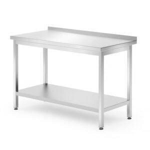 Fali asztal polccal – csavarozott, mélység: 700 mm, HENDI, Profi Line, 1200x700x(H)850mm