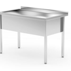 Egy mosogatós asztal – hegesztett, mélység: 700 mm, medence: 300 mm., HENDI, Profi Line, 800x700x(H)850mm