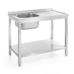 Mosogatóasztal polccal – csavarozott, mélység: 700 mm, HENDI, Profi Line, Bal, 1000x700x(H)850mm