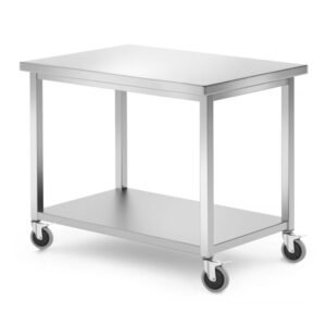 Mobil asztal polccal – csavarozott, HENDI, Kitchen Line, 1000x700x(H)850mm