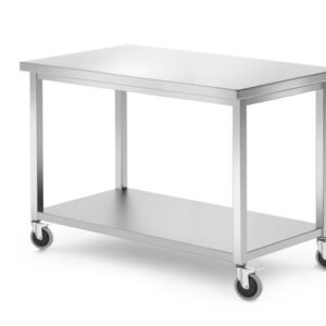 Mobil asztal polccal – csavarozott, HENDI, Kitchen Line, 1200x600x(H)850mm