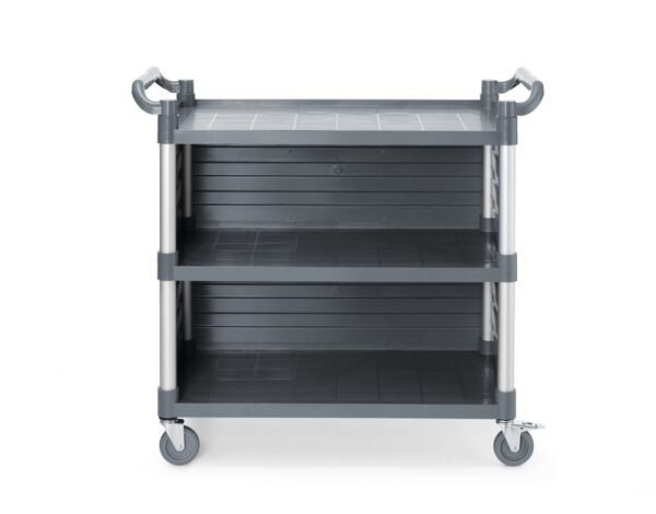 3 polcos polipropilén szervizkocsi, nagy, AmerBox, A polc oldalpaneljeit tartalmazza, 1010x500x(H)960mm