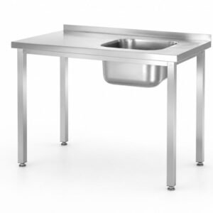 Mosogatóasztal, csavarozott, HENDI, Kitchen Line, mosogatótál a jobb oldalon, 1000x600x(H)850mm