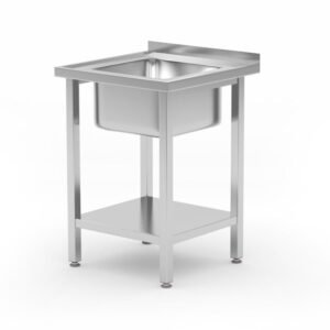 Mosogatóval és polccal, csavarozott, HENDI, Kitchen Line, egykamrás mosogatótálca, 600x600x(H)850mm