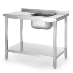 Mosogatóval és polccal, csavarozott, HENDI, Kitchen Line, Jobb kamrás mosogatópult., 800x600x(H)850mm