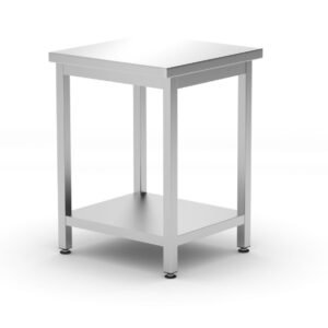 Budget Line munkaasztal polcval – csavaros, mélység: 600 mm, HENDI, Kitchen Line, 600x600x(H)850mm