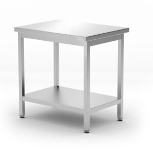 Budget Line munkaasztal polcval – csavaros, mélység: 600 mm, HENDI, Kitchen Line, 800x600x(H)850mm