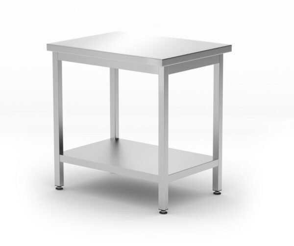 Budget Line munkaasztal polcval – csavaros, mélység: 600 mm, HENDI, Kitchen Line, 800x600x(H)850mm
