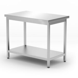 Budget Line munkaasztal polcval – csavaros, mélység: 600 mm, HENDI, Kitchen Line, 1000x600x(H)850mm