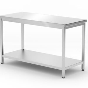 Budget Line munkaasztal polcval – csavaros, mélység: 600 mm, HENDI, Kitchen Line, 1200x600x(H)850mm