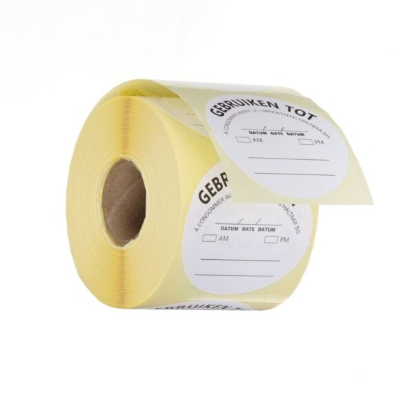 Élelmiszerbiztonsági matricák, többször használatos, könnyen eltávolítható, „FELHASZNÁLHATÓ AZ ELŐTTE”, HENDI, Fehér, 500 db., ⌀50mm