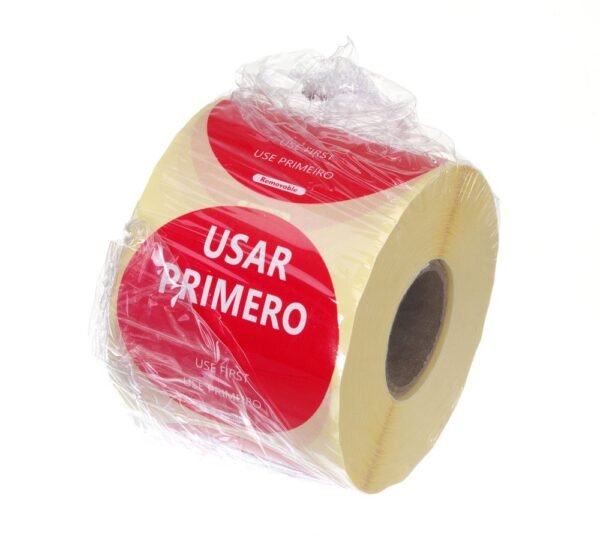 Élelmiszerbiztonsági címkék, többször használatos, könnyen eltávolítható, „ELSŐ HASZNÁLAT”, HENDI, Piros, 500 db., ⌀50mm